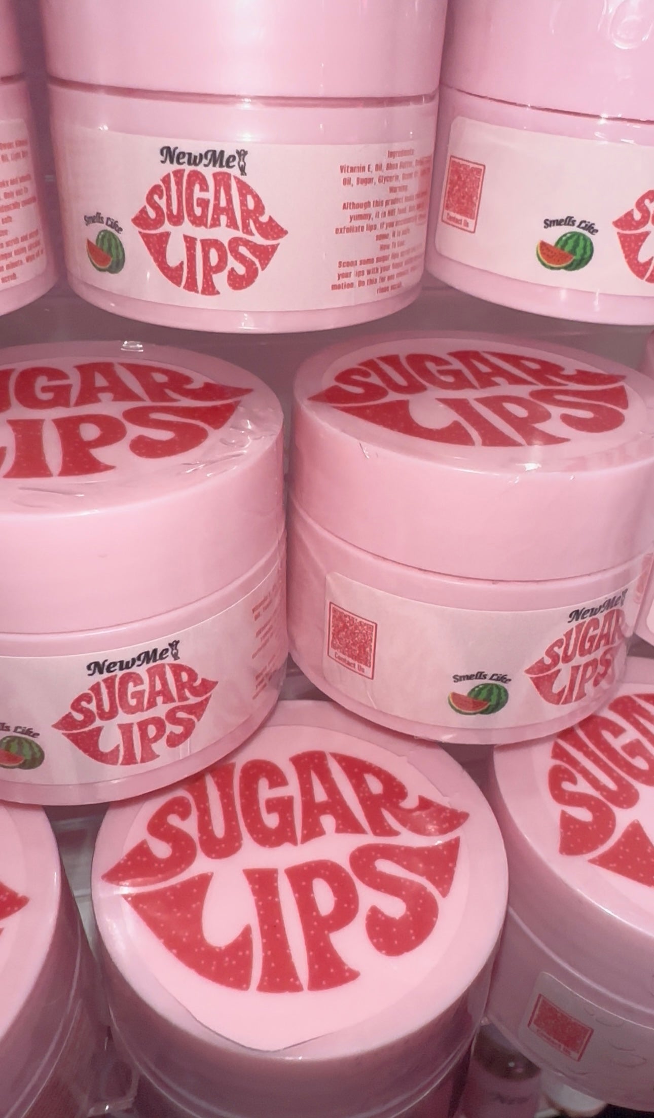 New Me's SugarLips (watermelon lip scrub)